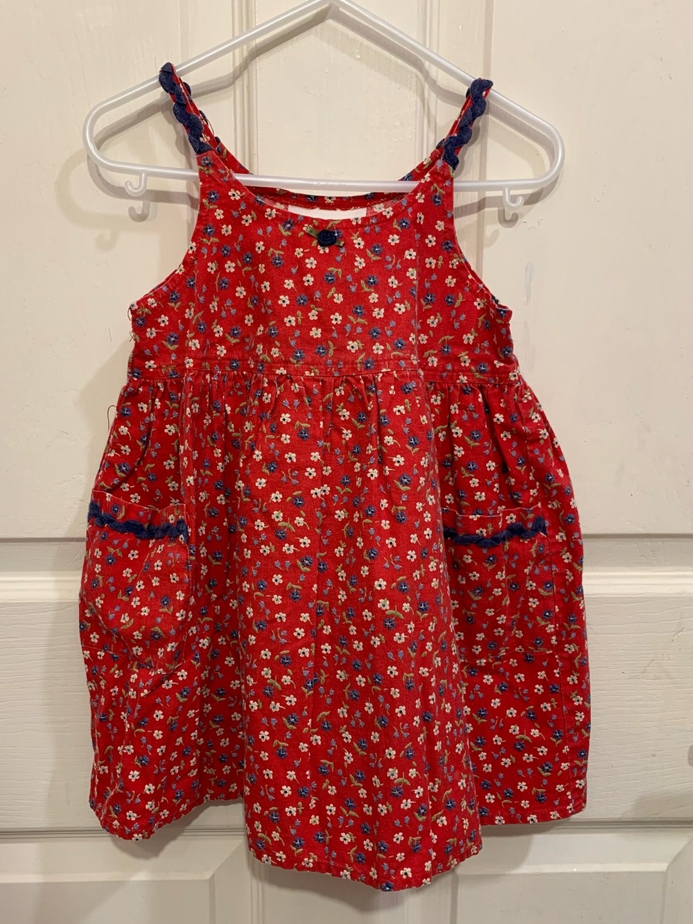Vintage red with blue & white sleeveless toddler 3T Patriotic dress.        3402